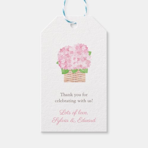 Elegant Pink Hydrangea Al Fresco Bridal Shower Gift Tags