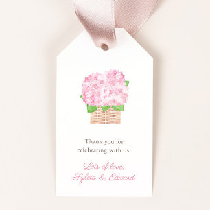 Elegant Pink Hydrangea Al Fresco Bridal Shower Gift Tags