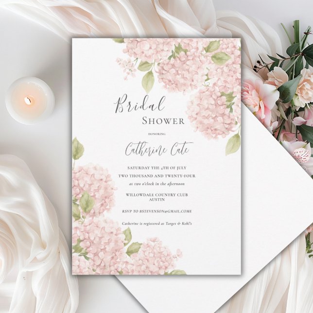 Elegant Pink Hydrangea Bridal Shower  Invitation (Creator Uploaded)
