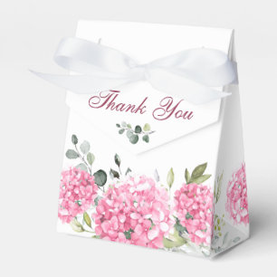 Elegant Pink Hydrangea Eucalyptus Bridal Shower Favor Boxes