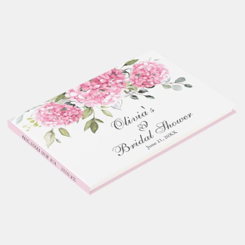 Elegant Pink Hydrangea Eucalyptus Bridal Shower Guest Book