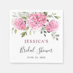 Elegant Pink Hydrangea Eucalyptus Bridal Shower Napkins