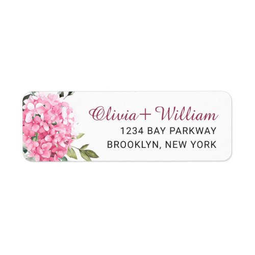 Elegant Pink Hydrangea Eucalyptus Return Address Label