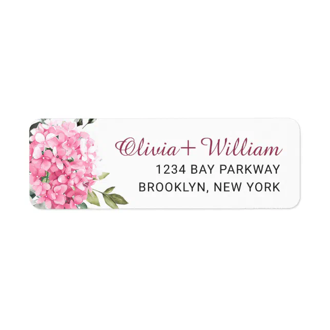 Elegant Pink Hydrangea Eucalyptus Return Address Label | Zazzle
