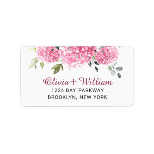 Elegant Pink Hydrangea Eucalyptus Return Address Label
