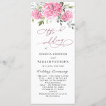 Elegant Pink Hydrangea Floral Wedding Ceremony Program