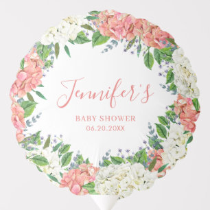 Elegant Pink Hydrangea Summer Spring Baby Shower Balloon