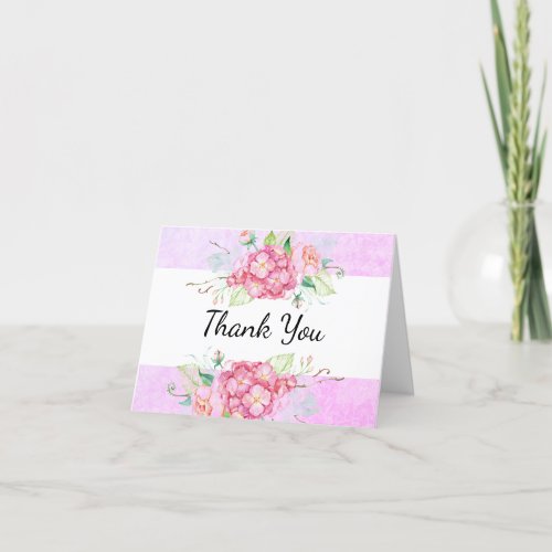 Elegant Pink Hydrangea Thank You Card