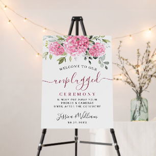 Elegant Pink Hydrangea Unplugged Wedding Ceremony Foam Board
