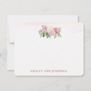 Elegant Pink Hydrangeas Personalized Stationery Note Card