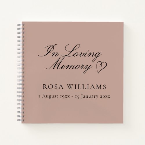 Elegant Pink In Loving Memory Funeral Guest Book