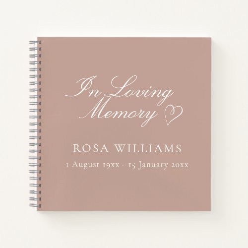 Elegant Pink In Loving Memory Funeral Guest Book