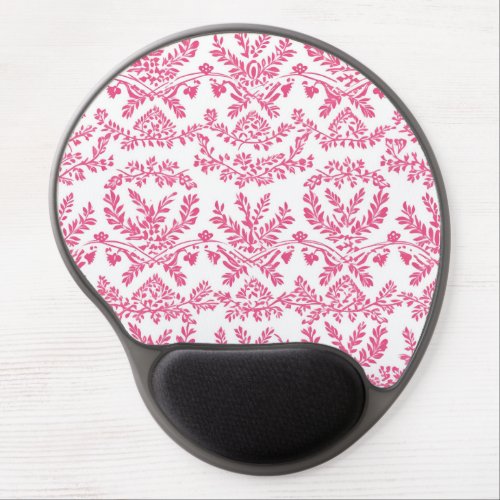 Elegant pink Indian floral monogrammed name Gel Mouse Pad