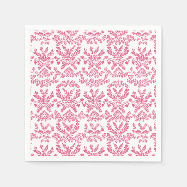 Elegant pink Indian floral pattern Napkins (Front)