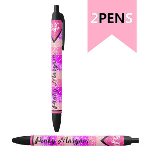 Elegant Pink Initial Monogram Name for Girls, Cute Pen