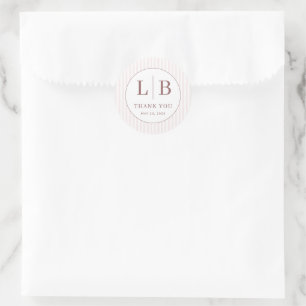 Elegant Pink Initials Classic Round Sticker