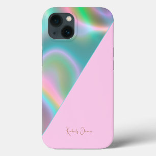 Elegant Pink Iridescent Holographic iPhone 13 Case