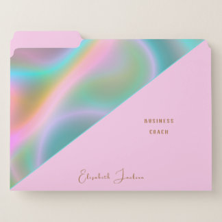 Elegant Pink Iridescent Holographic File Folder