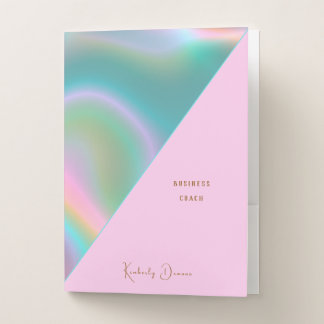 Elegant Pink Iridescent Holographic Pocket Folder