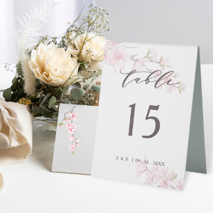 Elegant Pink Japanese Cherry Blossom Watercolor Table Tent