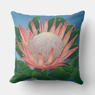 Elegant Pink King Protea | Flower Botanical Art Throw Pillow