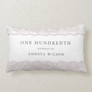 Elegant Pink Lace 100th Birthday Gift Lumbar Pillow