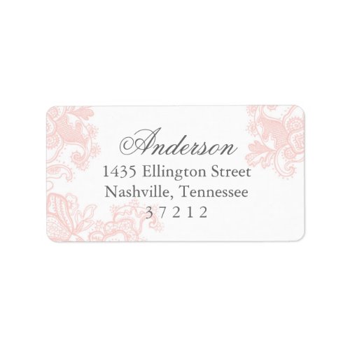 Elegant Pink Lace Wedding Label