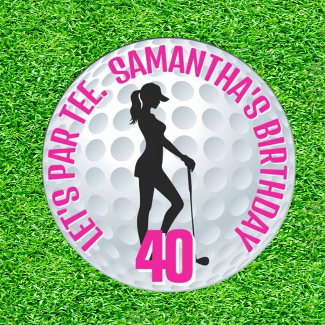 Elegant Pink Lady Golfer Classic Round Sticker (Swing in Style: The Elegant Pink Lady!)