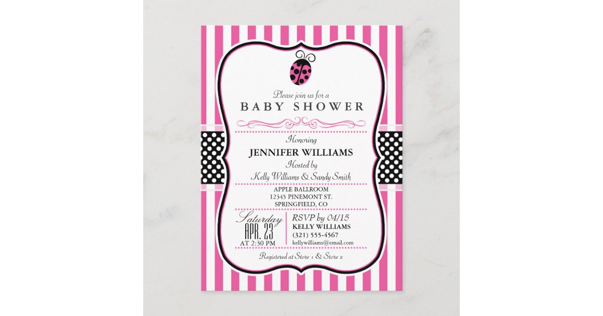 pink ladybug invitation