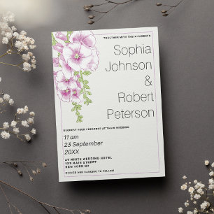 Elegant pink lavender mint green floral wedding invitation