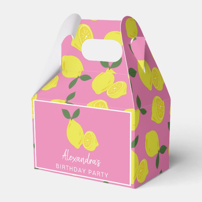 Elegant Pink Lemon Party Favor Box (Front Side)