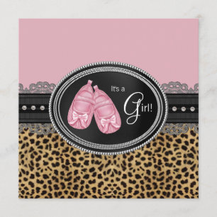 Elegant Pink Leopard Baby Shower Invitation