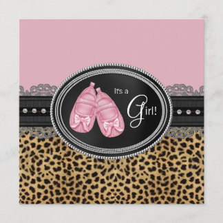 Elegant Pink Leopard Baby Shower Invitation