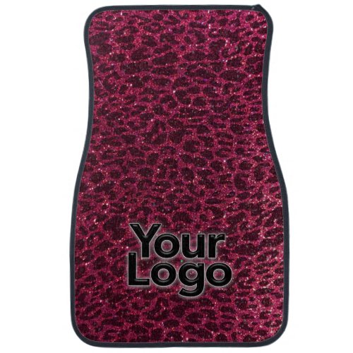 Elegant Pink Leopard Glitter Company Logo Classic Car Floor Mat