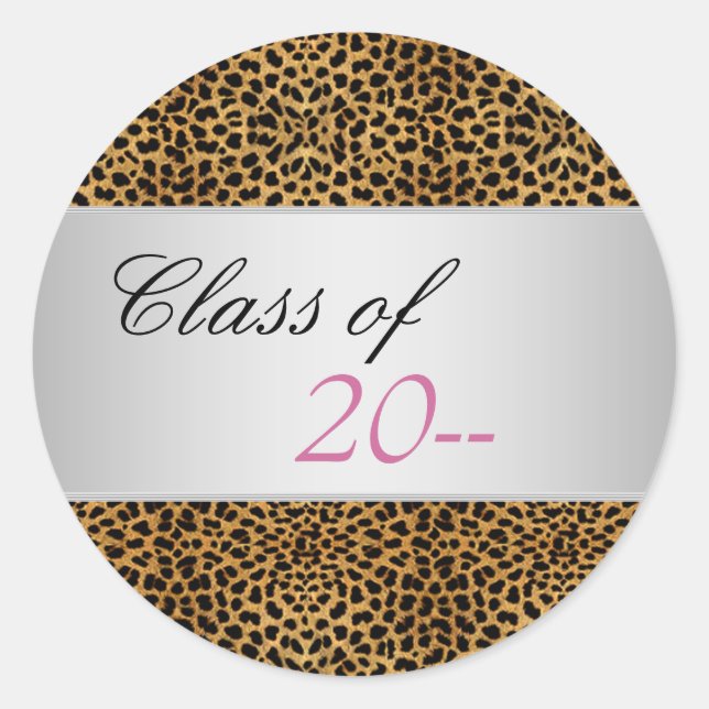 Elegant Pink Leopard Graduation Stickers (Front)