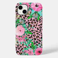 Elegant Pink Leopard Print and Floral Design