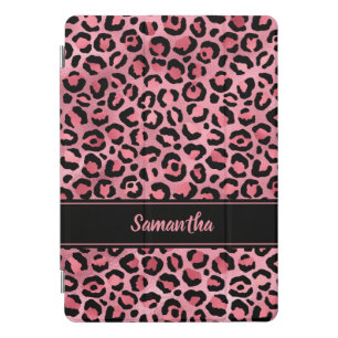 Elegant Pink Leopard Print Personalized iPad Pro Cover