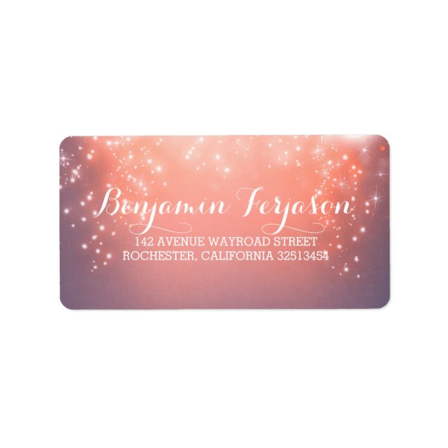 Elegant Pink Lights Wedding Label (Front)