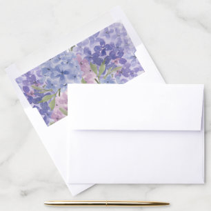 Elegant Pink Lilac Blue Hydrangea Flowers Wedding Envelope Liner