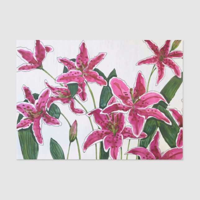 Elegant Pink Lilies Tissue Paper (Front)