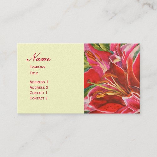 Elegant Pink Lily Designer Watercolor Profile Card Business Card Template