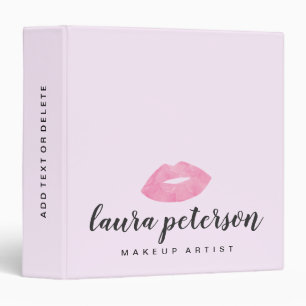 Elegant pink lips handwritten script calligraphy 3 ring binder
