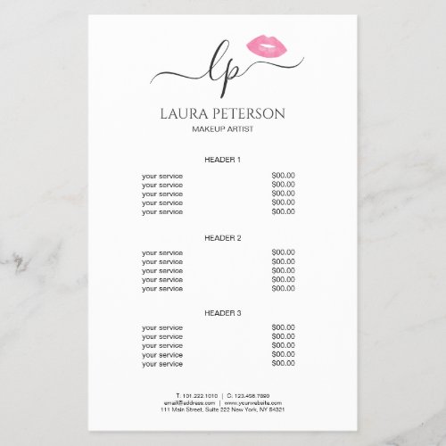 Elegant pink lips handwritten script calligraphy flyer