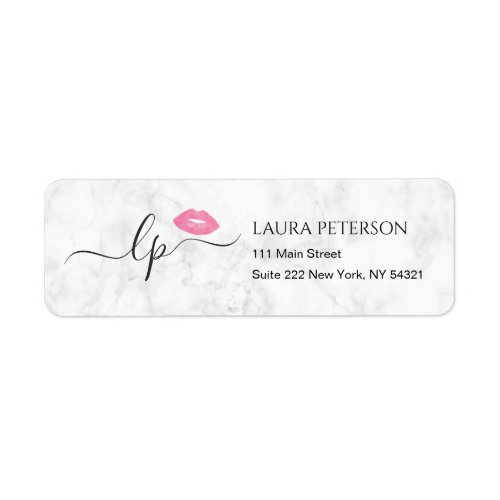 Elegant pink lips handwritten script calligraphy label