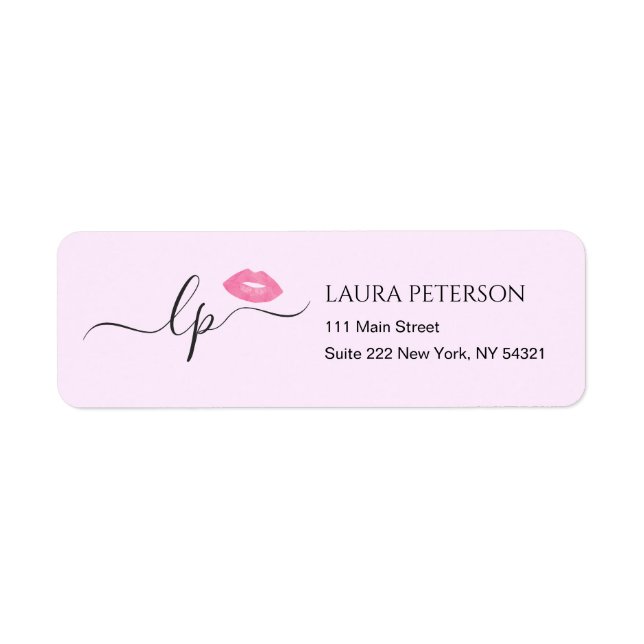 Elegant pink lips handwritten script calligraphy label (Front)