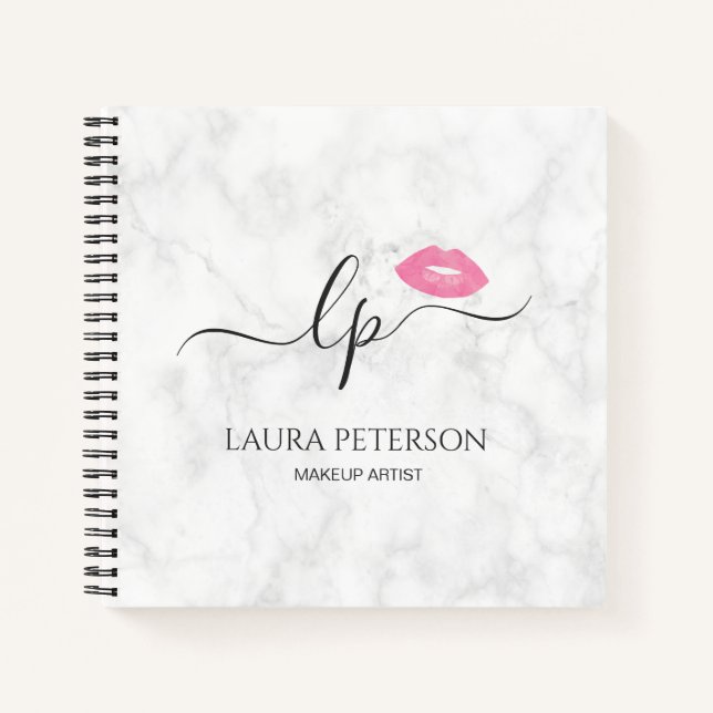 Elegant pink lips handwritten script calligraphy notebook (Front)