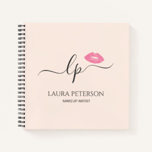Elegant pink lips handwritten script calligraphy notebook