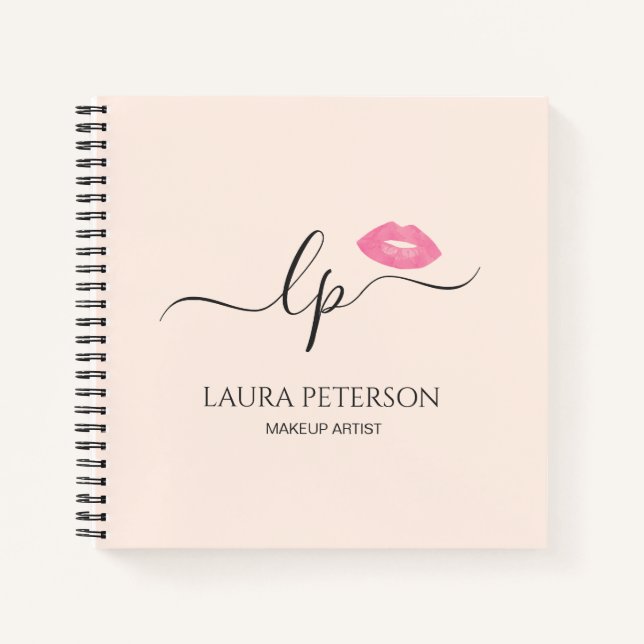 Elegant pink lips handwritten script calligraphy notebook (Front)