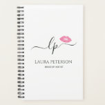 Elegant pink lips handwritten script calligraphy planner<br><div class="desc">Beautiful and modern design featuring pink watercolor lips and elegant calligraphy font. Simply add your initials between the symbols and customize the text.</div>
