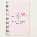 Elegant pink lips handwritten script calligraphy planner<br><div class="desc">Beautiful and modern design featuring pink watercolor lips and elegant calligraphy font. Simply add your initials between the symbols and customize the text.</div>